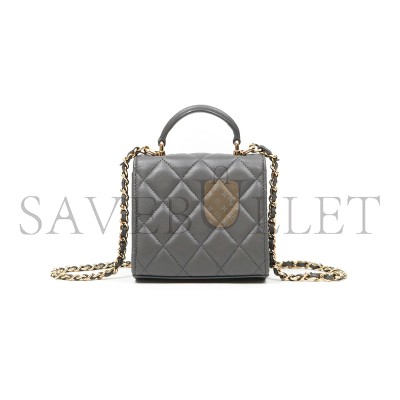 CHANEL MINI HANDLE CLUTCH WITH CHAIN GREY LAMBSKIN AP2682 (12*11*5cm)
